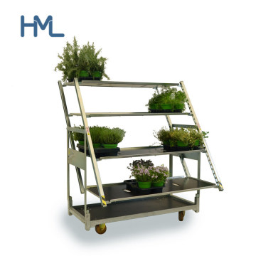 Outdoor Iron Display Folding Nursery Plant Transport Flower Trolley Carts